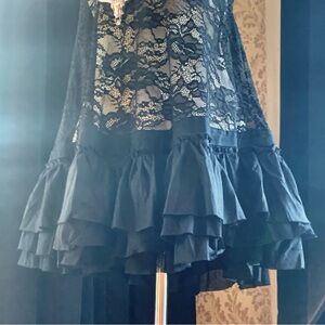 Black lace tank with ruffles